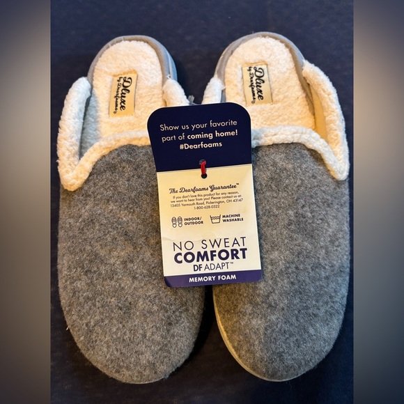 🩶🩶Dearfoams Gray Slippers with Cream Lining size US 9-10🩶❤️‍🔥 - Picture 3 of 9